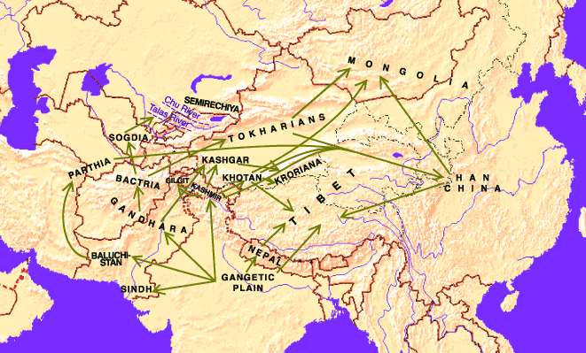 Карта №3: распространение буддизма в Центральной Азии