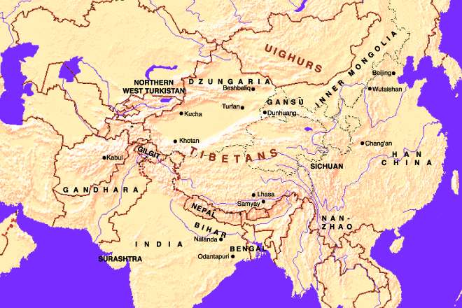 Карта №18: Тибет в начале IX столетия.