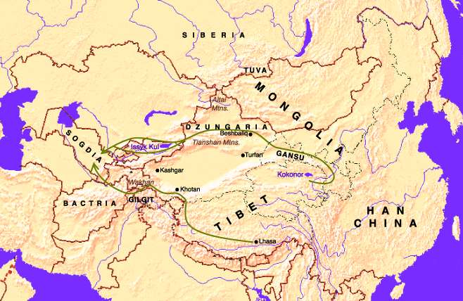 Карта №19: тибетско-арабские торговые пути